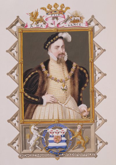 Portret van Henry Grey (d.1554) Hertog van Suffolk uit Memoirs of the Court of Queen Elizabeth, gepubliceerd in 1825 door Sarah Countess of Essex